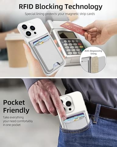 ExtreLife for Magsafe Wallet, Works with Apple Find My, Strongest Magnetic Wallet for iPhone 16/15/14/13/12 Series, Magnetic Card Holder with Adjustable Stand, 6 Cards Holder, Vegan Leather, Gray - Image 7