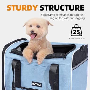 PAPZER Top Loading Medium Cat Carrier with Privacy Curtain, Delta Approved TSA Pet Travel Crate Suitcase Luggage Sleeve, Soft-Sided Dog Kennel Bag 18x11x11 United Airline Approved Under Seat Blue - Image 5
