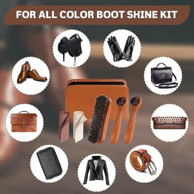 Nuroon 8 Pieces Shoe Polish Kit, 3.5oz Saddle Soap for Leather Cleaning, 3.5oz Mink Oil for Boots Polish, 3 Horsehair Shoe Brushes, Shoe Polish Cloths, Leather Cleaner and Conditioner - Image 7