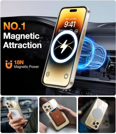 TORRAS Magnetic Clear for iPhone 14 Pro Case, Compatible with MagSafe, Never Yellow, 12 FT Military Grade Drop Tested, Protective Slim Thin Case for iPhone 14 Pro Phone Case, Clear Back/Clear Edge - Image 3