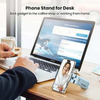Klearlook 4 in 1 Adjustable Phone Stand - 360 Rotation Handsfree Viewing Flight Phone Holder, Foldable Travel Essentials, Accessory for Home/Office - Blue - Image 4