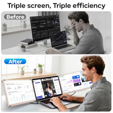 Laptop Screen Extender, 15.6'' 1080P FHD Laptop Monitor Extender with 235°Rotation Detachable Dual Monitor, Plug & Play, Triple Screen for 13"-17.3" Laptops Compatible with Mac/Wins/Android/Dex - Image 7
