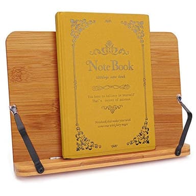 wishacc Bamboo Book Stand, Adjustable Book Holder Tray and Page Paper Clips-Cookbook Reading Desk Portable Stable Hard-Wearing Lightweight Bookstand-Textbooks Books - Image 8