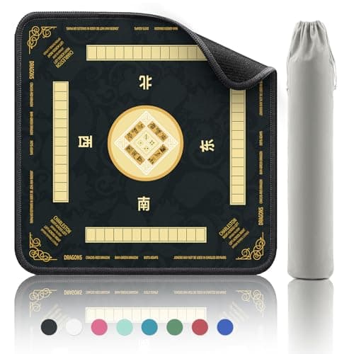 2F22E Mahjong Mat - Non-Slip Noise Reduction Gaming Mat 32.4x32.4 Inch for Mahjong/Poker/Board Games/Card Games/Dominoes (Black) - Image 1