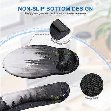 iCasso Desk Mat, Gaming Mouse Pad Wrist Support Set,4in1 XXL Large Mousepad + Keyboard Wrist Rest+Mouse Wrist Rest+Coaster Set with Ergonomic Design for Home Office Table Computer-Forest - Image 6