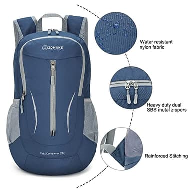 ZOMAKE Ultra Lightweight Packable Backpack 25L - Foldable Hiking Backpacks Water Resistant Small Folding Daypack for Travel(Navy Blue) - Image 5