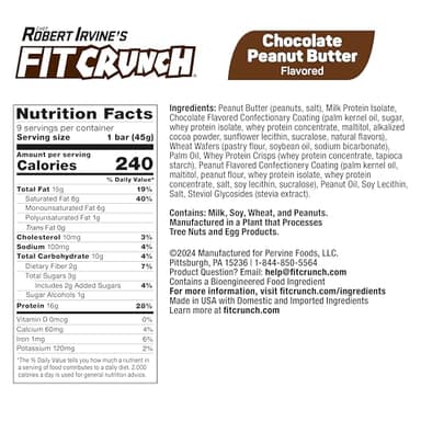 FITCRUNCH Wafer Protein Bars, 16g of Protein & 3g of Sugar (9 Bars, Chocolate Peanut Butter) - Image 2