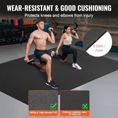 VEVOR Exercise Mat, Non Slip High Density Premium Yoga Mat, Exercise Yoga Mat for Men & Women, Fitness & Exercise Mat with Bag & Carry Strap, for All Types of Home Yoga, Pilate & Floor Workout (9x6ft) - Image 4