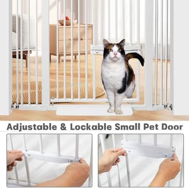 SHYUJAJIE 55 Inch Extra Tall Pet Gate with Small Cat Door, Adjustable 29.55" - 40.55", Dog Gate with Easy Walk Thru Pet Door for Stairs, Doorway, House - Image 5