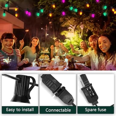 Halloween Lights, 25Ft C7 LED String Lights with Orange, Purple & Green Bulbs, Energy-Efficient, Waterproof, UL Certified for Outdoor & Indoor Halloween Yard, Porch, Patio, Garden Decorations - Image 3