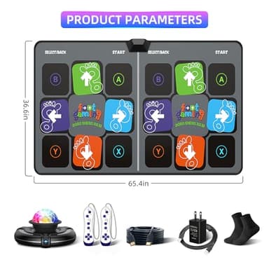 FWFX Dance Mat for TV Games - Wireless Musical Electronic Dance Pad for Kids & Adults, 2-Player Indoor Active Exercise Game for Family Parties, Birthday for Boys and Girls - Image 7