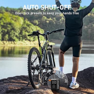Tire Inflator Portable Air Compressor, 150 PSI Portable Electric Bike Pump Auto Shut-Off Cordless Car Tire Air Pump with Accurate LCD Display LED Light for Car, Motorcycle, Bicycle, Bike, Ball - Image 3