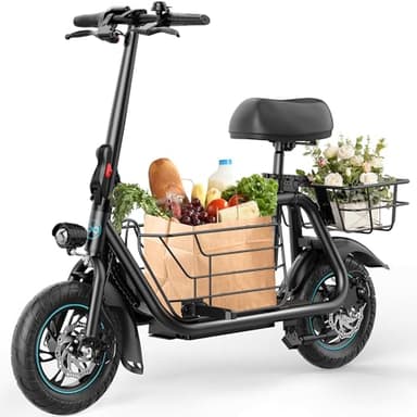 URBANMAX Electric Scooter with Seat, 550W Motor, 18.6MPH Top Speed, 20 Miles Range, Adults Electric Scooter with Large Storage Basket for Pets Dogs and Items,C1S-V1 - Image 1