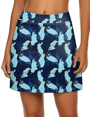 Women's Boho Skirts Floral Skirt High Waist Athletic Skort Black Tennis Golf Skirt - Image 1