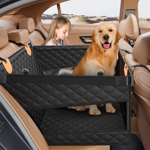 PETICON Large Dog Car Seat, Back Seat Extender for Dogs with 3 Mesh Windows, Waterproof Medium Carseat for Dogs with Hard Bottom, Pet Seat Cover for Cars, Trucks and SUVs (Black) - Image 1