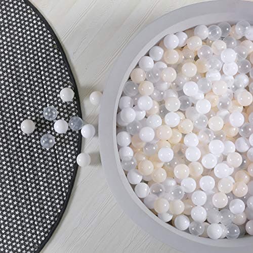 GOGOSO Ball Pit Balls Plastic Playballs for Baby Toddlers Kids Boys Girls Playhouse Decor Play Pool Fun Phthalate-Free BPA-Free Bath Toy White Beige Transparent,100 Balls - Image 1