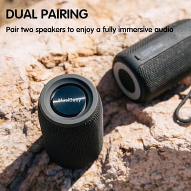 Bluetooth Speaker, MusiBaby Wireless Portable Speaker - Waterproof, Outdoor, Bluetooth 5.0, Dual Pairing, Loud Stereo, Deep Bass, 24H Playtime - Gift Ideas for Home, Party, Travel (BLK) - Image 6