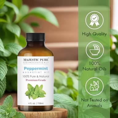 Majestic Pure Peppermint Essential Oil with Glass Dropper - 4 Fl Oz Pack of 2-100% Pure and Natural Peppermint Oil - Premium Grade Essential Oils for Diffuser, Aromatherapy, Soap and Candle Making - Image 2