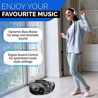 Philips Portable CD Player Boombox Bluetooth with Cassette Player All in one Powerful Stereo Boom Box CD Player for Home Mega Bass Reflex Speakers, Radio/USB/MP3/AUX Input with Backlight LCD Display - Image 5