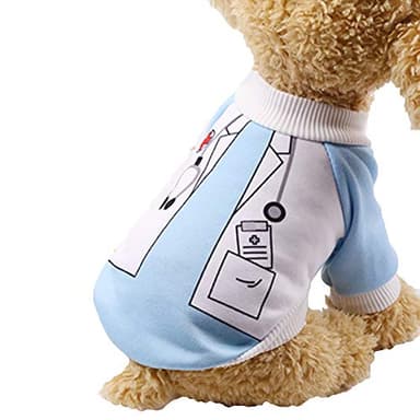 SEIS 2 Legs Dog Doctor Costume Halloween Party Pet Nurse Cloth Fleece Funny Cat Cosplay Winter Hoodies for Small Mediumn Dogs Cats (Doctor, S) - Image 3