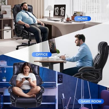 Big and Tall Office Chair 650lbs Heavy Duty Executive Chair with Adjustable Lumbar Support, Wide Seat, Ergonomic High-Back Leather Desk Chair for Heavy People - Image 9