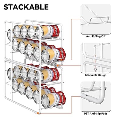 MOOACE 4 Pack Can Dispenser Rack, Stackable Can Storage Organizer Holder for Canned food Kitchen Cabinet Pantry Countertop, White - Image 5