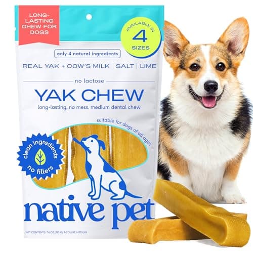 Native Pet Yak Cheese Himalayan Dog Chews - Long Lasting Dental Sticks for Medium Breeds – 100% All Natural Himalayan Yak Chews for Medium Dogs – Cheese Bone for Aggressive Chewers - 3 Per Pack - Image 1