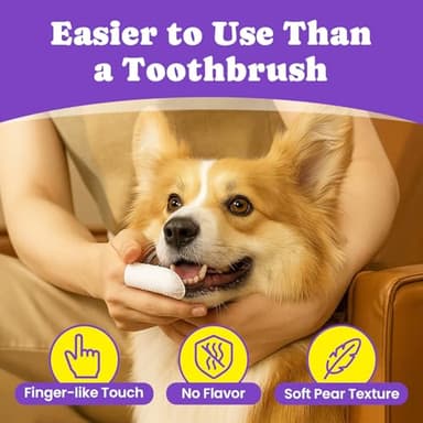 No-Rinse Dog Dental Care Wipes, Cat & Dog tooth brushing kit, Dog Wipes for Pet & Cat Teeth Cleaning, Dog toothbrush Finger Dental Wipes to Remove Plaque & Tartar, Disposable Dog Wipes - 50 Count - Image 3