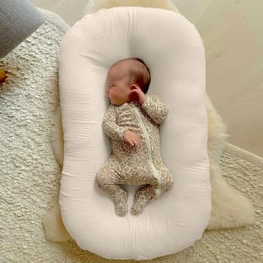 guruixu Muslin Baby Lounger Cover 2 Pack, 100% Cotton Infant Lounger Cover, Soft & Breathable Replacement Slipcover, Compatible with Snuggle Me Newborn Lounger (Dark Olive,Cream) - Image 6