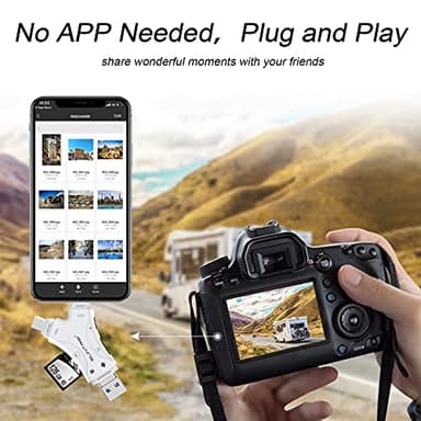 SD Card Reader for iPhone/ipad/Android/Mac/Computer/Camera,4 in1 Micro SD Card Reader Trail Camera Viewer, Portable Memory Card Reader SD Card Adapter for SD and TF Cards(White) - Image 7