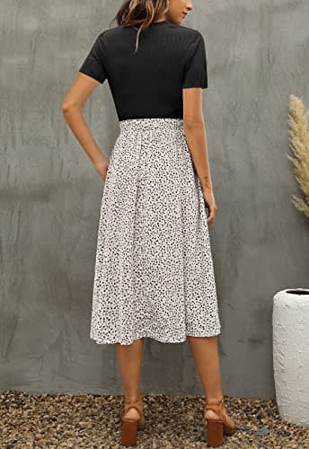 Zattcas Women Summer Short Sleeve Ribbed Midi Dress with Pockets Casual Work Dress Black L - Image 3