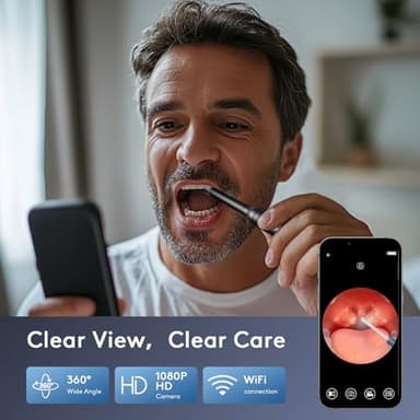 Tonsil Stone Removal Kit with Camera- 2025 Upgraded Tonsil Stone Remover Tool Connect with WIFI - Visual Led Light Tonsillolith Removal Tool with 4 Head Attachments (Black) - Image 3