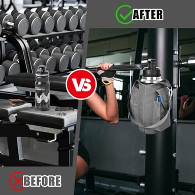 icolor Magnetic Gym Bag Water Bottle Carrier Holder with Phone Pockets & Strap,Nylon Gym Magnetic Bag 5 Built-in Magnets Gym Accessories Organizer Bottle Pouch Sleeve for Men Women (Light Gray) - Image 5