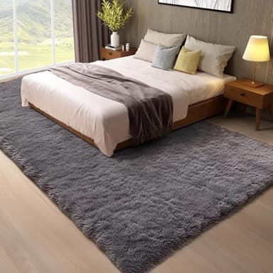 Ophanie 8x10 Area Rugs for Living Room, Upgrade Non-Slip Fluffy Soft Large Shag Bedroom Carpet, Grey Big Indoor Thick Nursery Rug, Gray Carpets for Boy and Girls Room Dorm Home Decor Aesthetic - Image 5