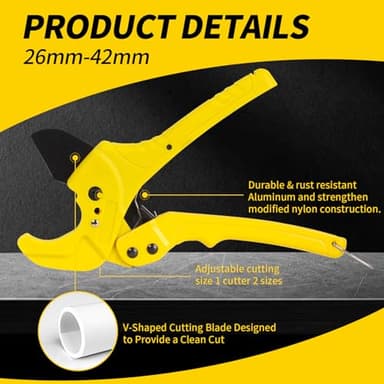 PVC pipe cutter, up to 1-5/8" PVC cutter, Ratcheting PVC Pipe Cutter Tool, PEX cutter - Image 3