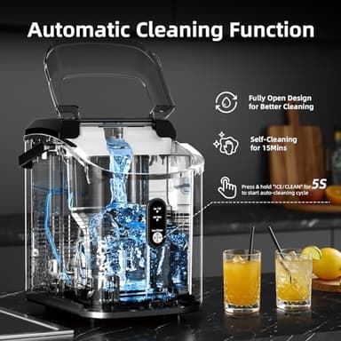 Antarctic Star Nugget Ice Maker Countertop with Soft Chewable Ice, Portable Sonic Ice Maker with Basket and Scoop, Removable Top Cover, Auto-Cleaning for Home/Party/RV/Camping (Stainless Steel Black) - Image 5