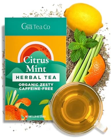 Gya Tea Co Citrus Mint Loose Leaf Tea - 5.29 Oz 70 Cups Herbal Rich in Peppermint, Vitamin C Lemon, Orange Peel for Immunity & Throat Comfort - Peppermint Fruit Leaves Loose Leaf - Image 1