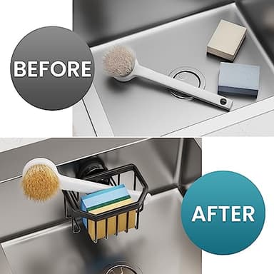 TAILI Sponge Holder with Strong Suction Cup, Dish Sponge Caddy Inside Sink Removable, Rustproof Aluminum for Sponges, Brushes, Stoppers and Scrapers - Black - Image 7
