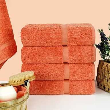 Chakir Turkish Linens | Hotel & Spa Quality 100% Cotton Premium Turkish Towels | Soft & Absorbent (4-Piece Bath Towels, Coral) - Image 2