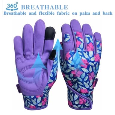 MSUPSAV 2 Pairs Utility Gardening Gloves for Women,Multipurpose Synthetic Leather Garden Gloves,Outdoor Yard Work Gloves,Gifts,2 Pairs Per Pack-Purple,Medium - Image 6