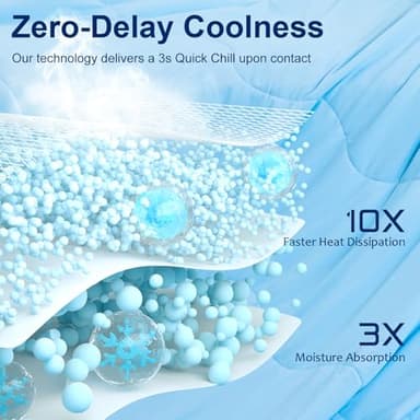 QUTOOL® Cooling Blankets for Hot Sleepers Summer Comforter for Night Sweats King Size, Double-Sided Cold Blanket Q-Max>0.4 Tech, All-Season Bedding Lightweight Breathable Comforter Blue 104"x90" - Image 3
