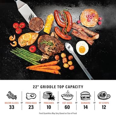 Blackstone 1666 22” Tabletop Griddle with Stainless Steel Faceplate, Powder Coated Steel, Black - Image 7