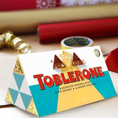 TOBLERONE Assorted Chocolate Bars Variety Pack (Milk, White, & Salted Caramelized Almonds), Bulk Chocolate, 1 Gift Box (9 Bars) - Image 5