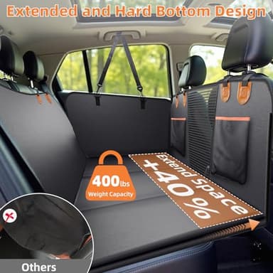 Upgraded PU Thickened Dog Car Seat Cover for Back Seat, Waterproof Back Seat Extender for Dogs with Hard Bottom, Dog Car Seat Cover for Car SUV! Anti-Scratch! Safer! (Holds 400lbs) - Image 2