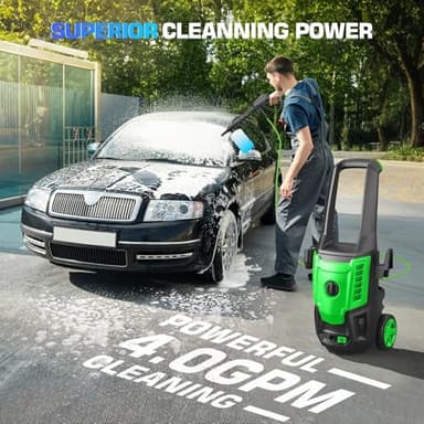 Commowner 5000PSI Electric Pressure Washer, 2025 4.0 GPM High Power Washer Machine, with Adjustable Nozzle and Soap Bottle for Cars/Fences/Driveways/Home/Patios (Light Green) - Image 3