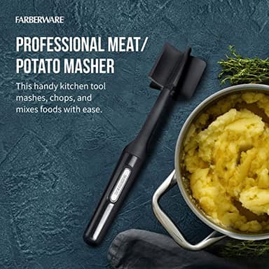 FARBERWARE Nylon Meat and Potato Masher – 5-Blade Ground Meat Chopper, Heat-Resistant to 450°F, Safe for Nonstick Cookware, Ergonomic Handle, 10-Inch, Dishwasher-Safe, Black - Image 2
