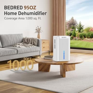 Dehumidifier,95OZ Dehumidifier for Home 1000 Sq.Ft - Quiet with Auto Shut Off & Relaxing 7 Color Ambient Light,Ideal for Livingroom, Bedroom, Basement(White) - Image 2