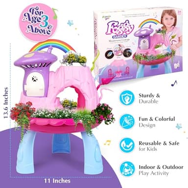 Greenbo Kids Fairy Garden Kit | Indoor & Outdoor Fairy Toy Gardening Set with House, Mist, Music, Light & Tools | Fairy Garden Kit for Kids to Grow, Play, and Learn | For Girls & Boys of Ages 3 and Up - Image 8