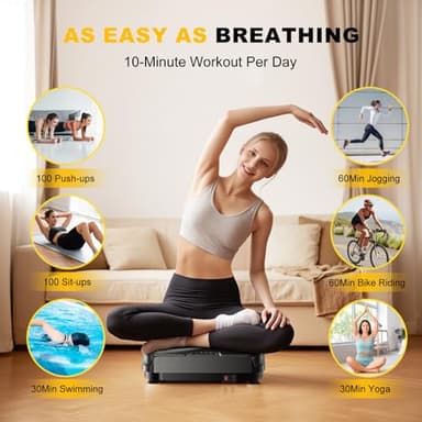 2025 Upgrade Vibration Plate Exercise Machine for Lymphatic Drainage,400Lbs Capacity Full-Body Workout Platform Vibrating Plate Pilates Equipment,Home Workout Equipment for Fitness Weight Loss-Black - Image 2