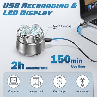 Luctry Head Shavers for Bald Men, Magnetic Electric Razor Hair Trimmer Cordless Rechargeable Electric Shavers 100% Waterproof Dry & Wet Grooming Kit with Led Display - Image 2